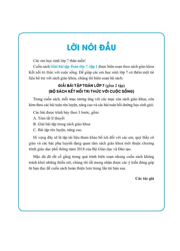 GIẢI BÀI TẬP TOÁN LỚP 7 - TẬP 1 (Bám sát SGK Kết nối tri thức)